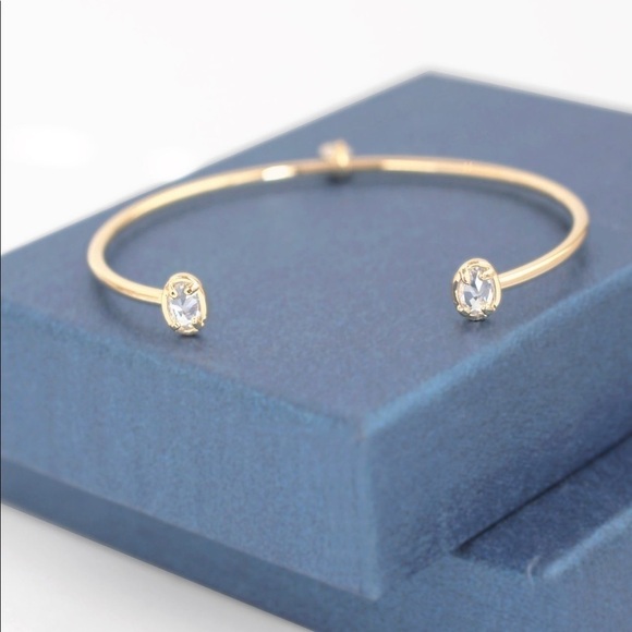 New! Serefina Anthropologie Gold Plated Rose Cut CZ Cuff Bracelet - Picture 1 of 9